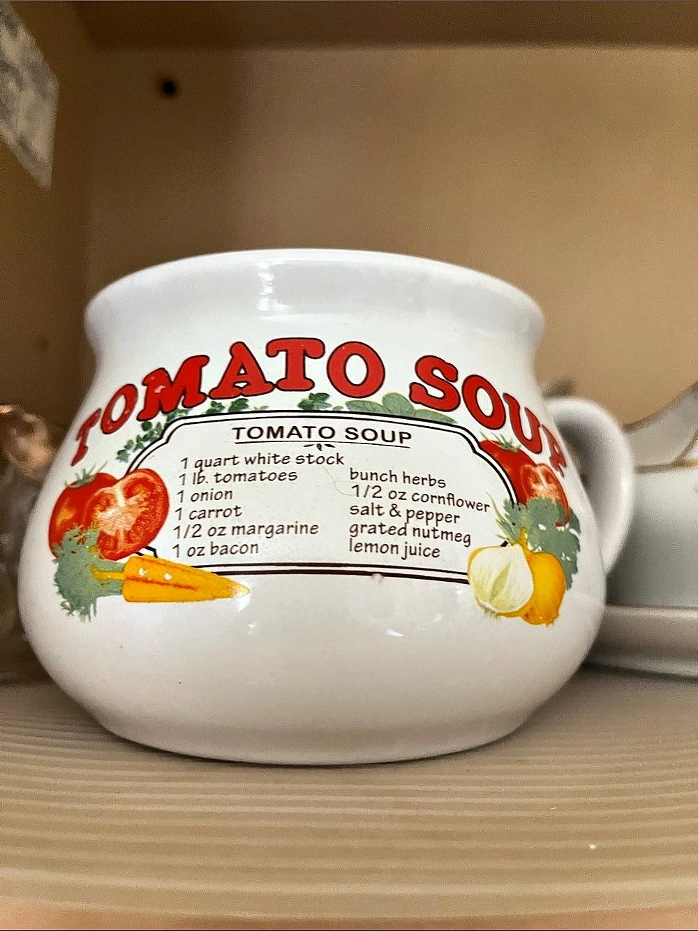 D&D Tomato Soup Recipe Ceramic Crock Like New